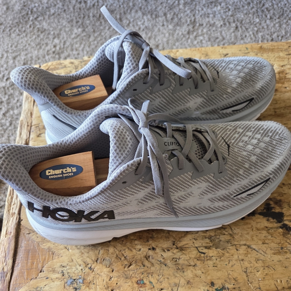 Hoka Lifton 9 Gray Athletic Shoes with Cushioned Midsole